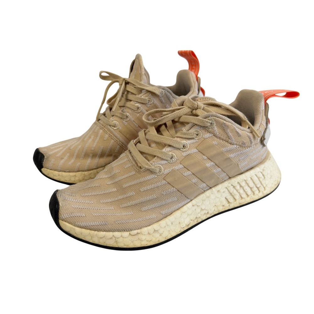 Adidas NMD R2 Primeknit Beige Orange Womens Casual Running Shoes BA7260 Size‎ 5